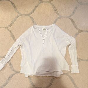 Aerie White Long Sleeve Henley Top